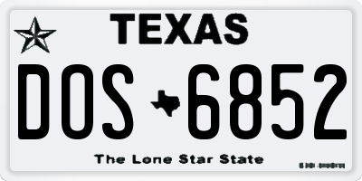 TX license plate DOS6852