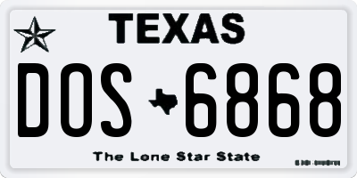 TX license plate DOS6868