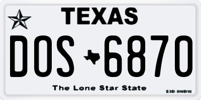 TX license plate DOS6870