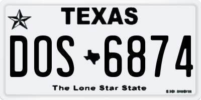 TX license plate DOS6874