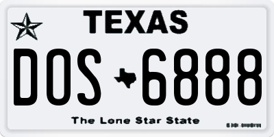 TX license plate DOS6888