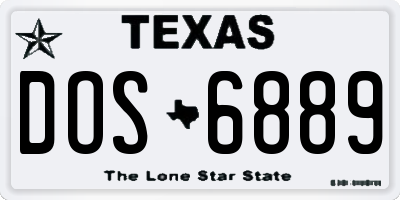 TX license plate DOS6889