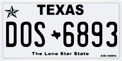 TX license plate DOS6893