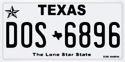 TX license plate DOS6896
