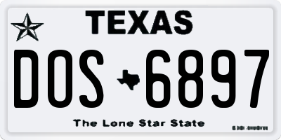 TX license plate DOS6897
