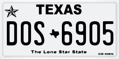 TX license plate DOS6905