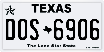 TX license plate DOS6906