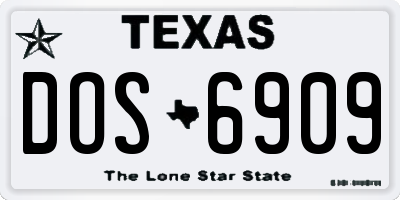 TX license plate DOS6909