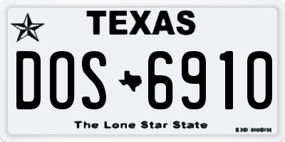 TX license plate DOS6910