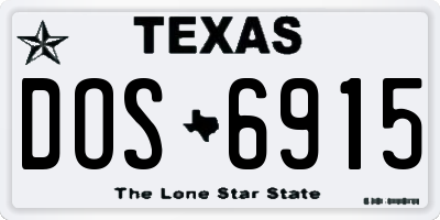 TX license plate DOS6915