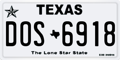 TX license plate DOS6918