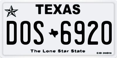 TX license plate DOS6920