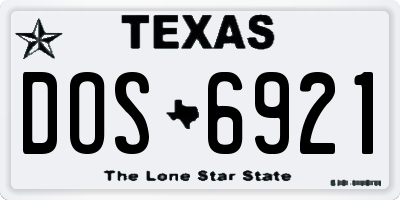 TX license plate DOS6921