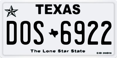 TX license plate DOS6922