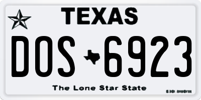 TX license plate DOS6923