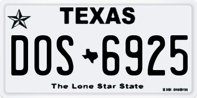 TX license plate DOS6925