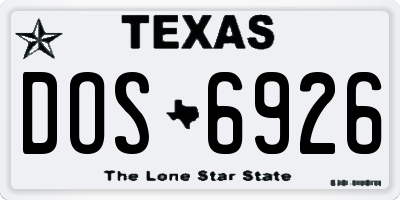 TX license plate DOS6926