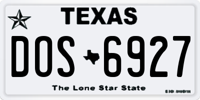 TX license plate DOS6927