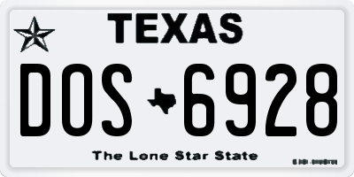 TX license plate DOS6928