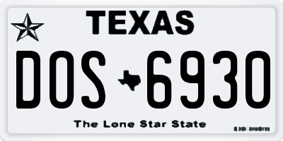 TX license plate DOS6930