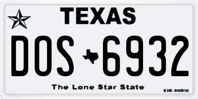 TX license plate DOS6932