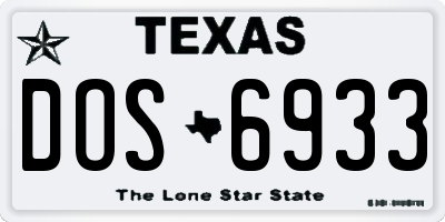 TX license plate DOS6933