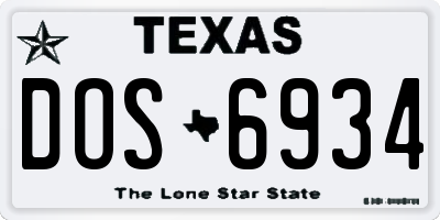 TX license plate DOS6934