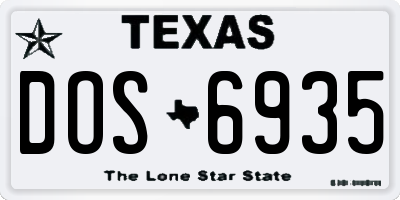 TX license plate DOS6935