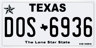 TX license plate DOS6936