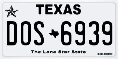 TX license plate DOS6939
