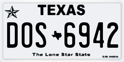 TX license plate DOS6942