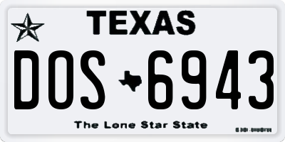 TX license plate DOS6943