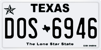 TX license plate DOS6946