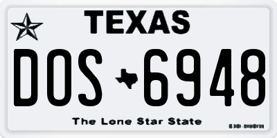 TX license plate DOS6948