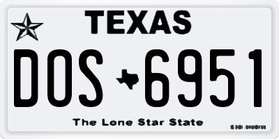 TX license plate DOS6951