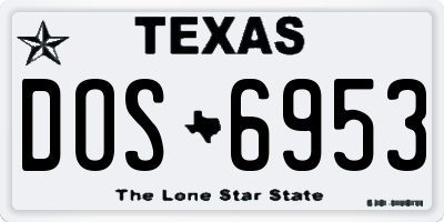 TX license plate DOS6953