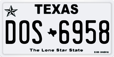 TX license plate DOS6958