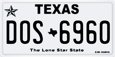TX license plate DOS6960