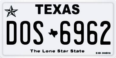 TX license plate DOS6962