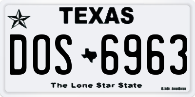 TX license plate DOS6963
