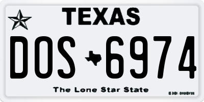 TX license plate DOS6974