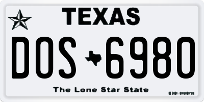 TX license plate DOS6980