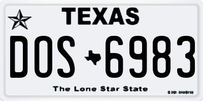 TX license plate DOS6983