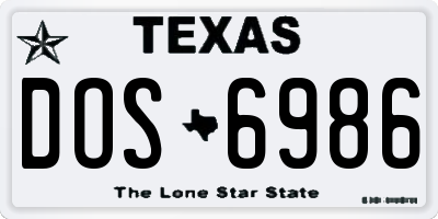 TX license plate DOS6986