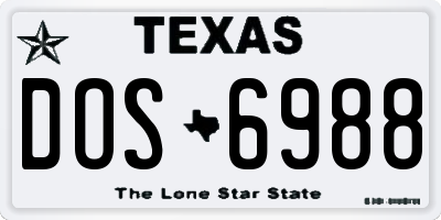 TX license plate DOS6988