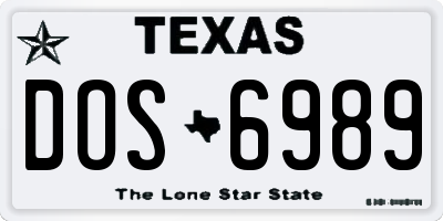 TX license plate DOS6989