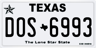 TX license plate DOS6993