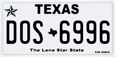 TX license plate DOS6996