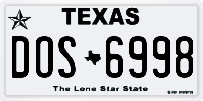 TX license plate DOS6998