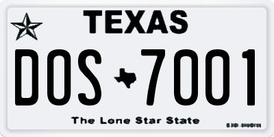 TX license plate DOS7001
